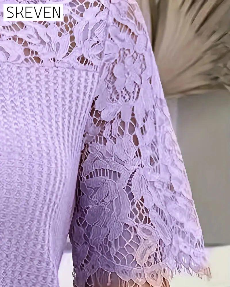 Lace Panel Knitted T-Shirt