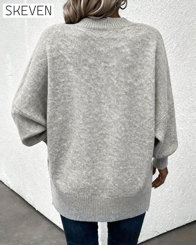 Pullover mit Laternenärmeln und V-Ausschnitt