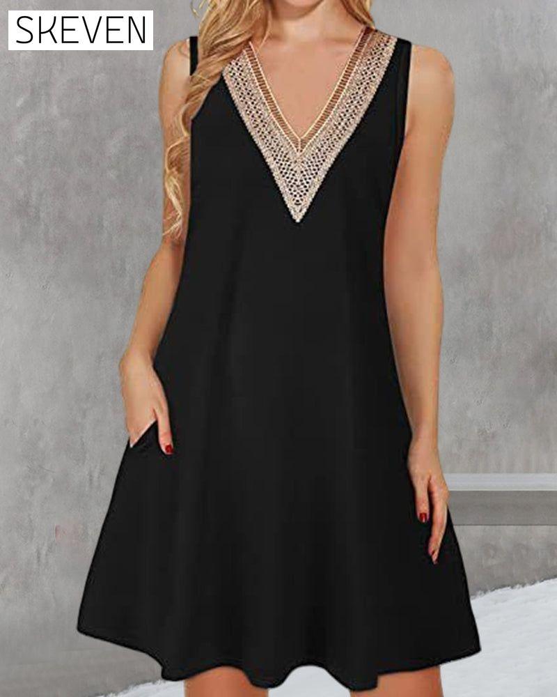 Ärmelloses Freizeitkleid mit V-Ausschnitt