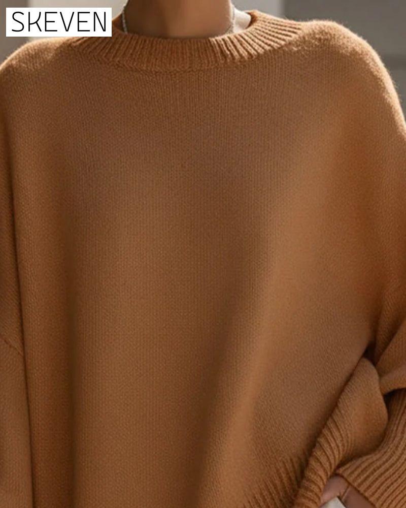 Round Neck Loose Mid-Length Jumper