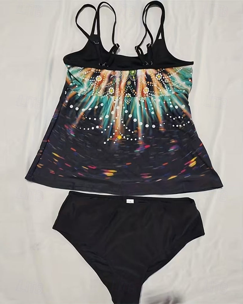 Sleeveless Print Two-Piece Bikini Swimsuit