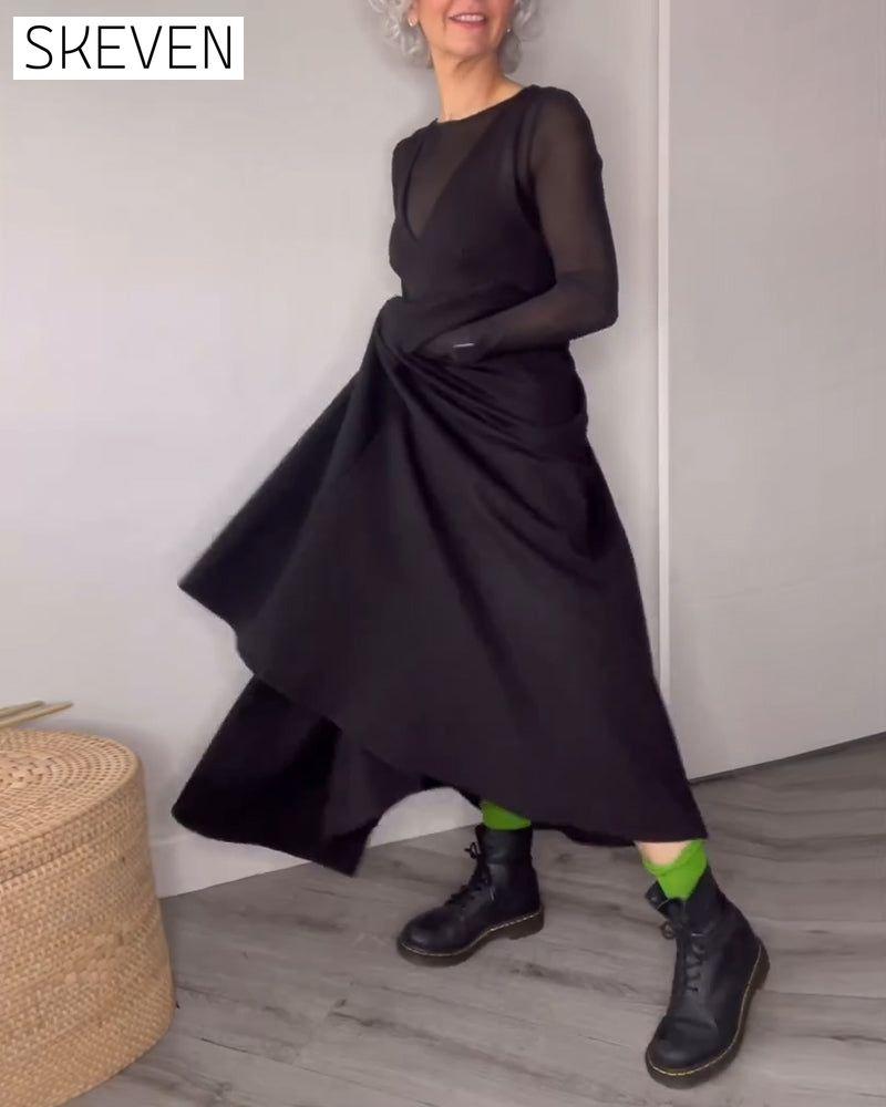 Robe à bretelles plissée à ourlet large