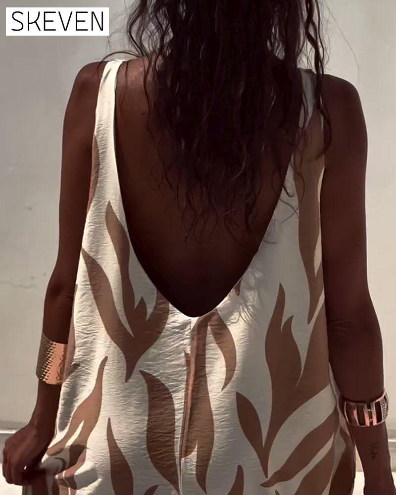 Robe imprimée sans manches et dos nu
