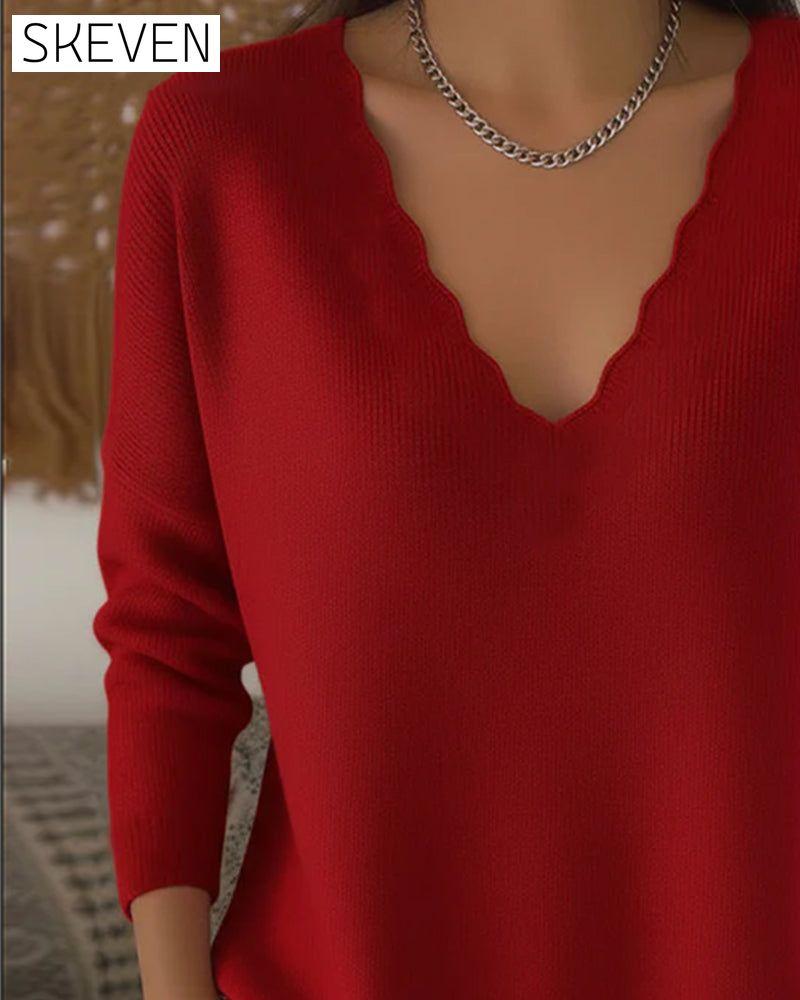 Weicher Strickpullover mit V-Ausschnitt