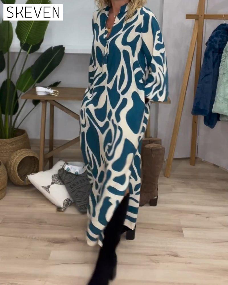 Lapel side slit printed dress 2023 f/w 23BF casual dresses Clothes Dresses spring