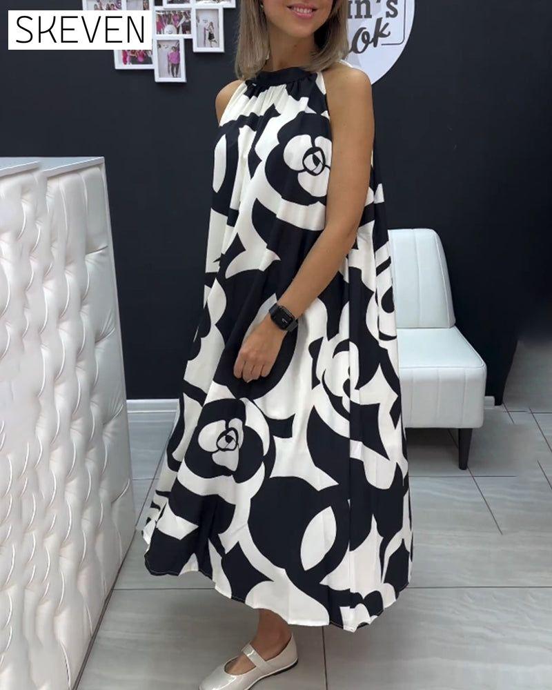 Ärmelloses, elegantes Kleid mit Print