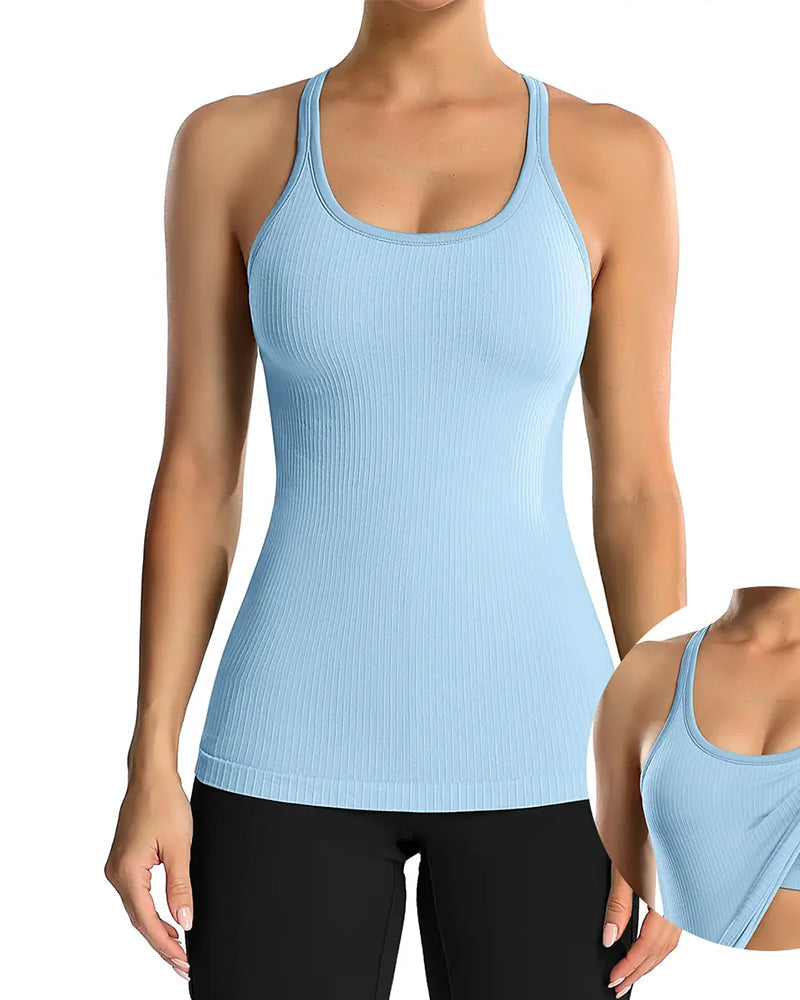 Built-in bra racerback tank top
