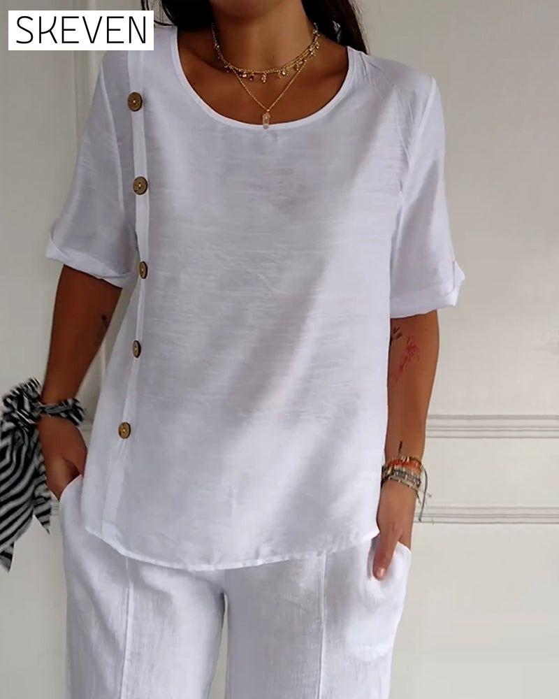 Thin button-up top