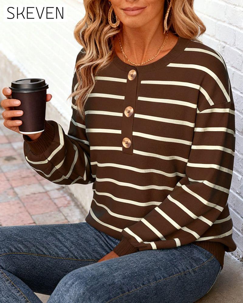 Sweat-shirt rayé à côtes amples