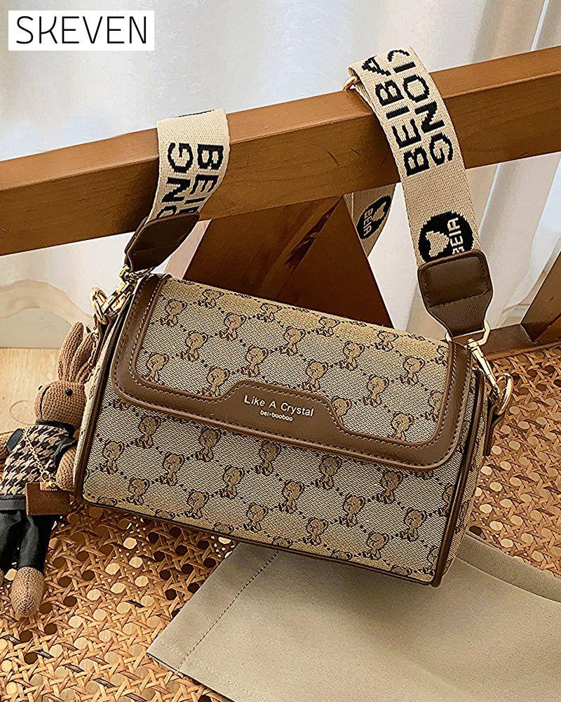 Schlichte Schultertasche mit Bärenmuster