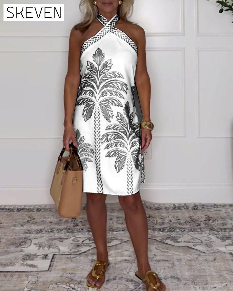 Elegantes knielanges Kleid mit gekreuztem Neckholder