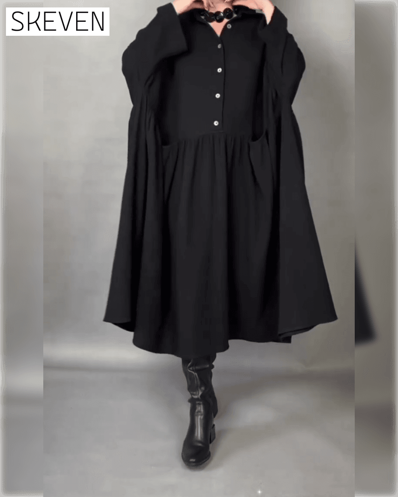 Oversized-Kleid in A-Linie mit Reversknopf