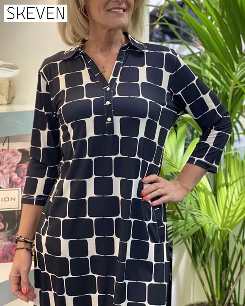Kleid mit Revers-Karomuster