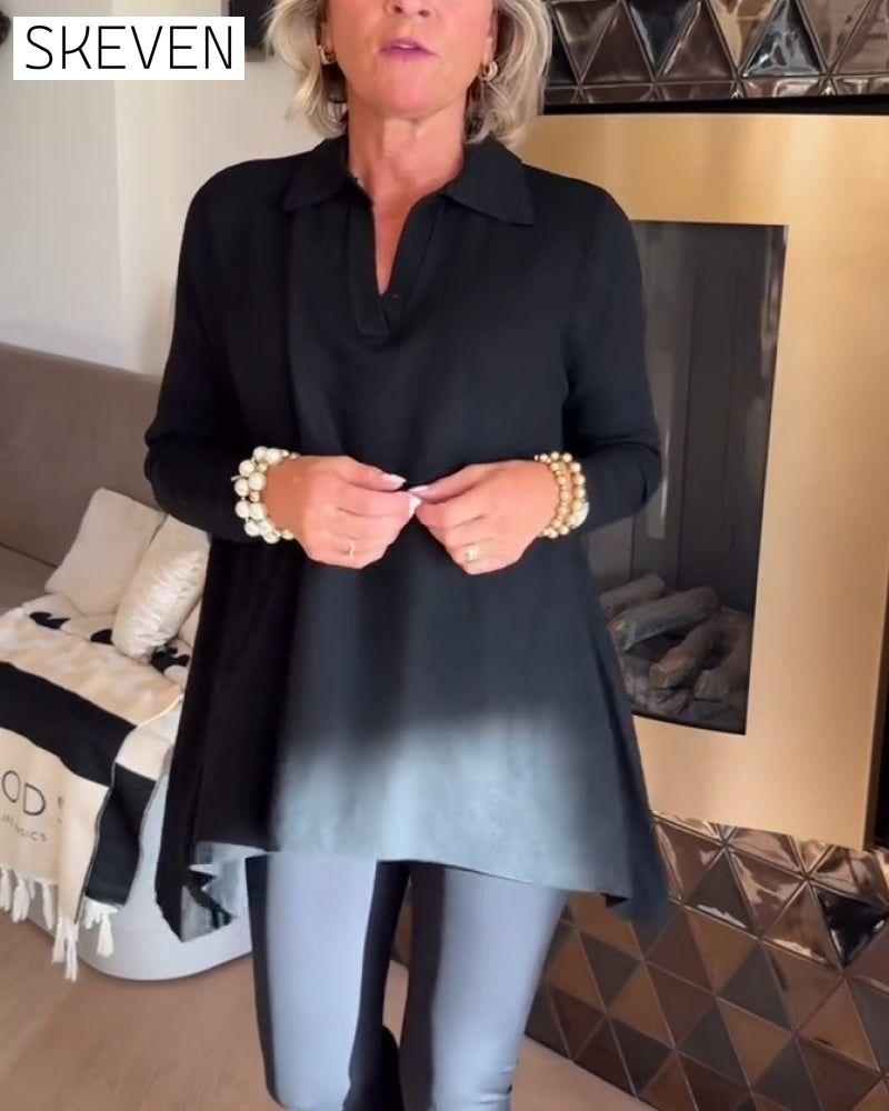 Irregular Lapel Long-Sleeved Top