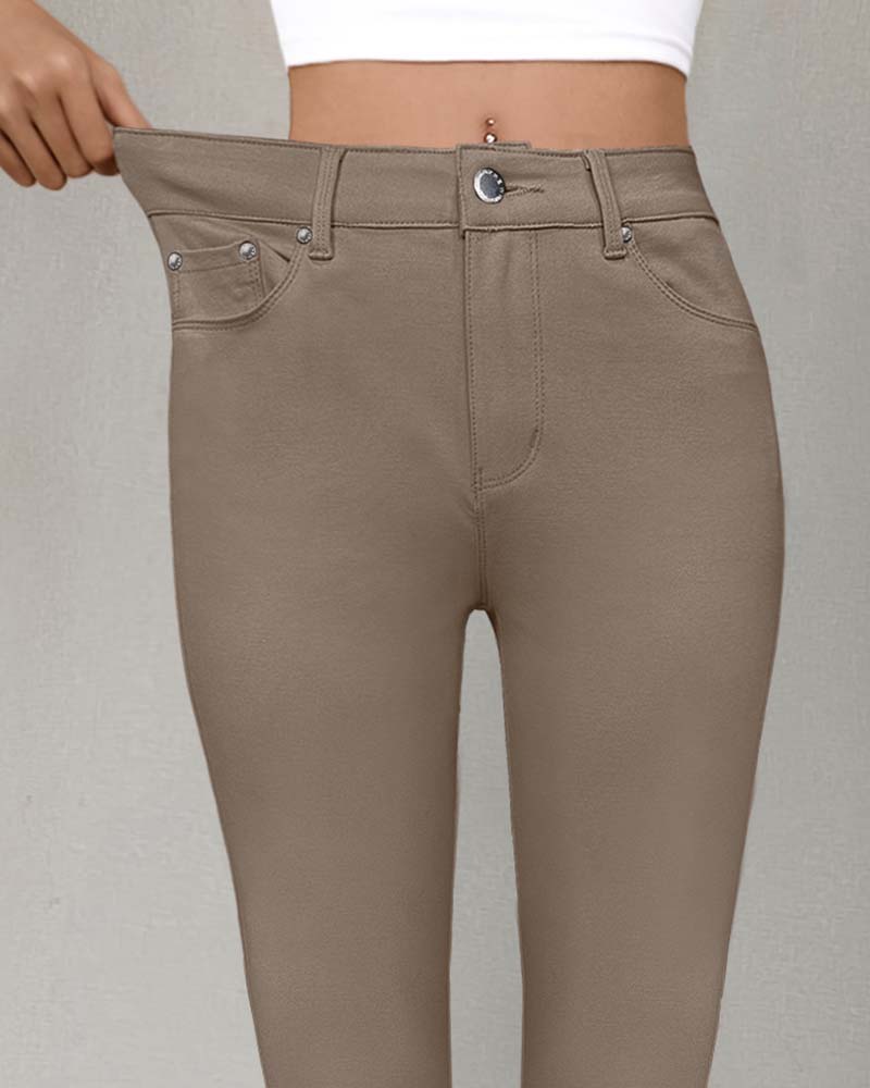 Women's Pocket Solid Skinny Casual Pant