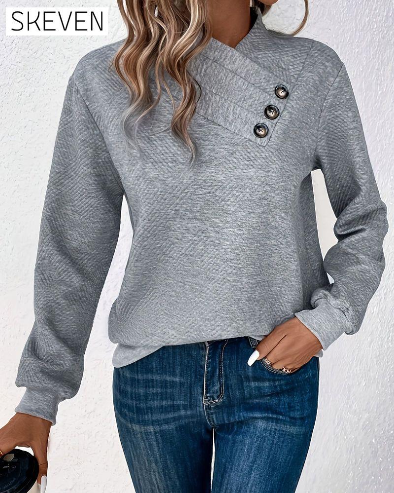 Sweat-shirt asymétrique à carreaux à manches longues