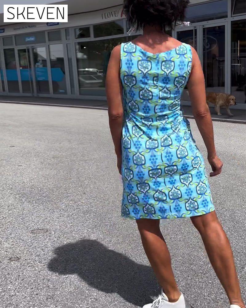 Ärmelloses, bedrucktes, figurbetontes Kleid