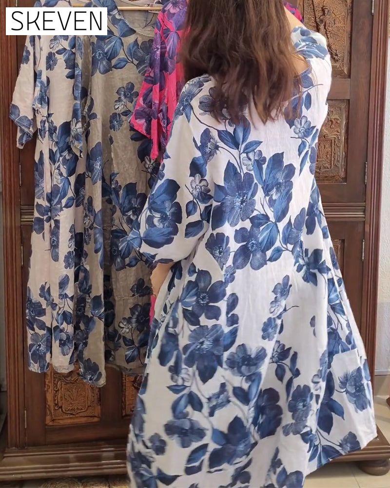 Freizeitkleid mit Blumenmuster und Taschen