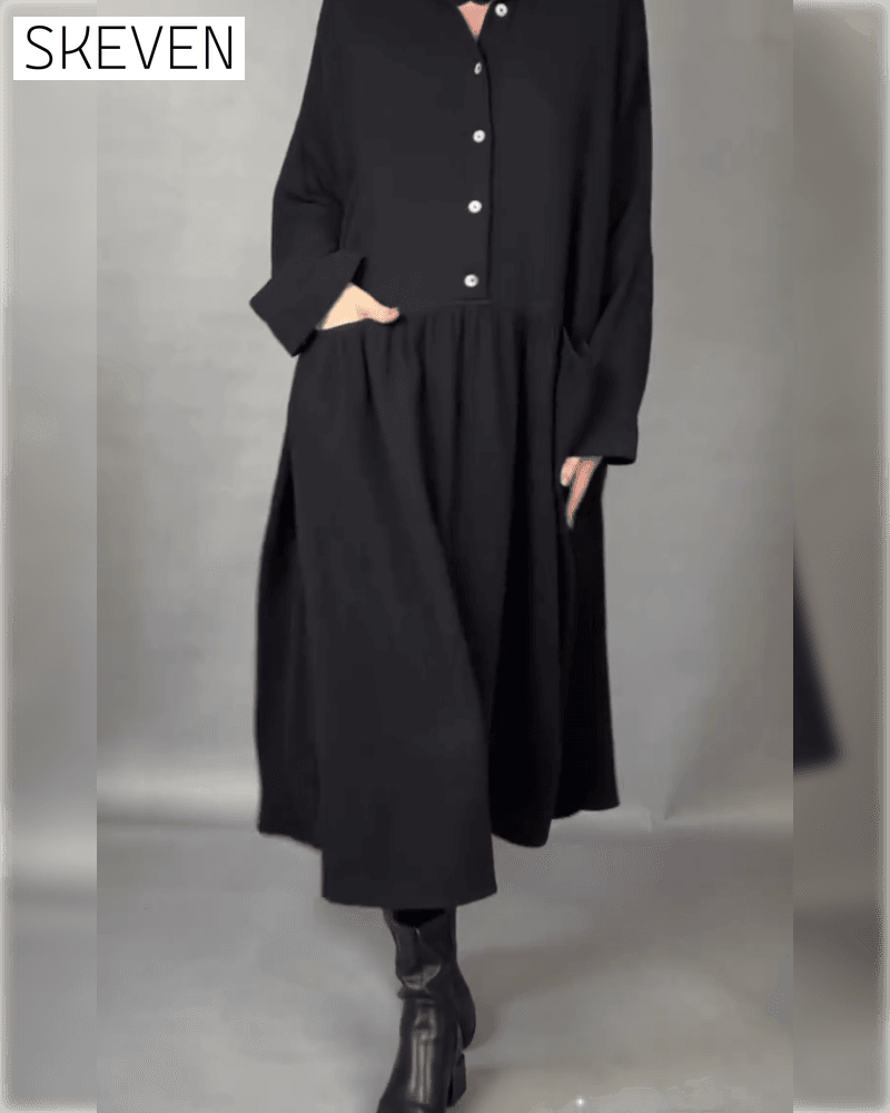 Oversized-Kleid in A-Linie mit Reversknopf