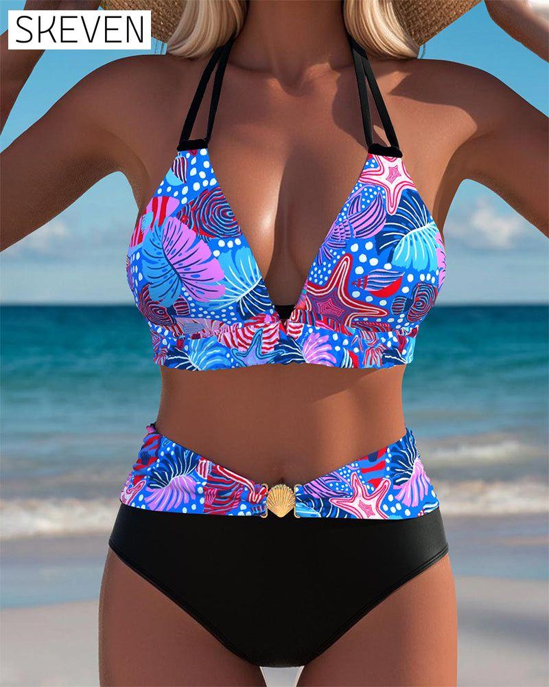 Bikini imprimé sexy à dos nu