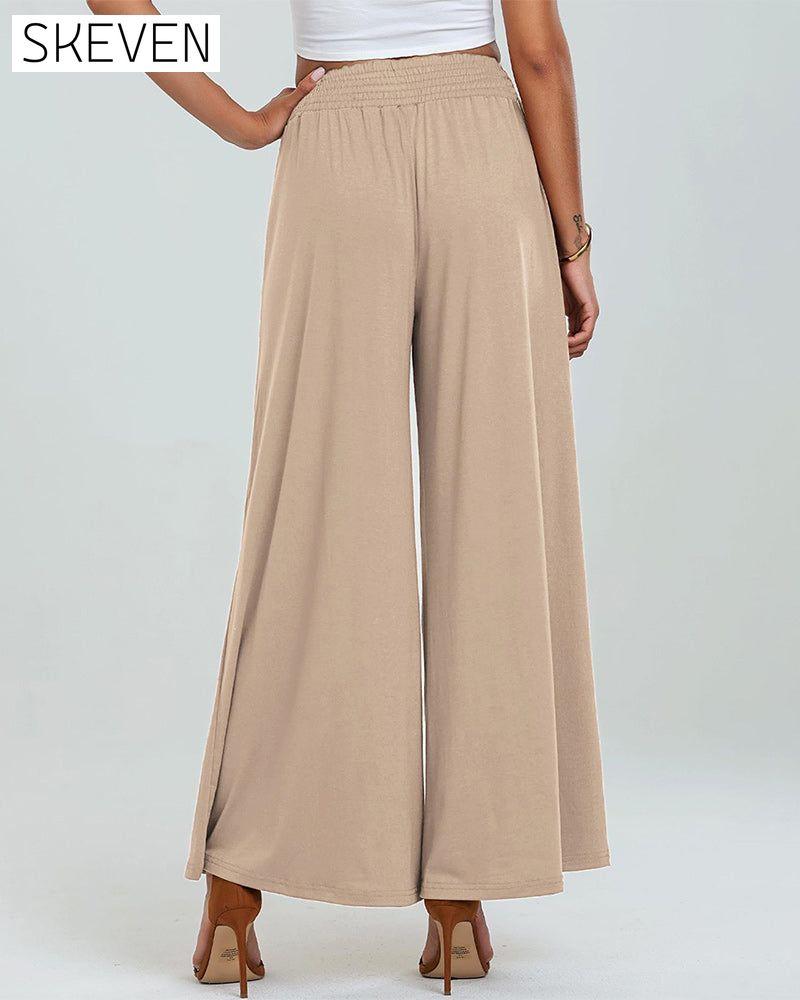 Pantalon bootcut à taille élastique et poches