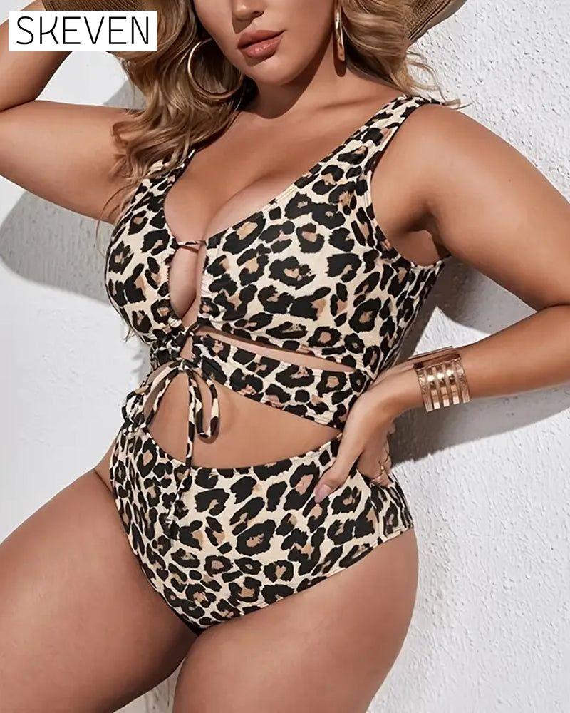 Sexy Bikini-Badeanzug mit Leopardenmuster