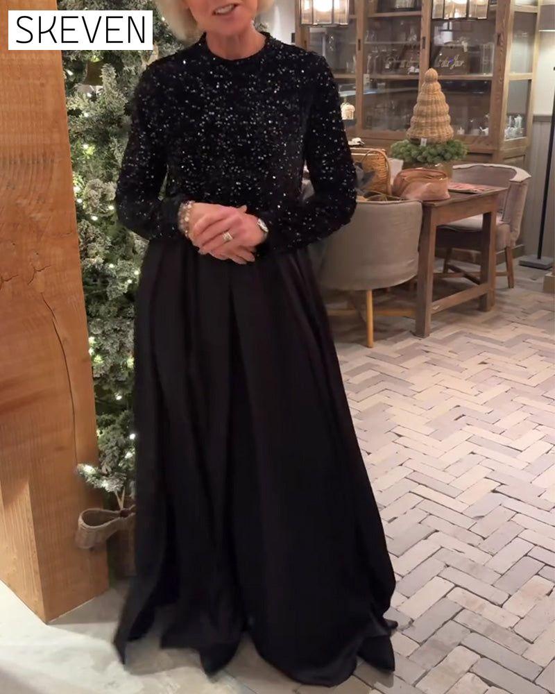 Elegantes, bodenlanges Paillettenkleid