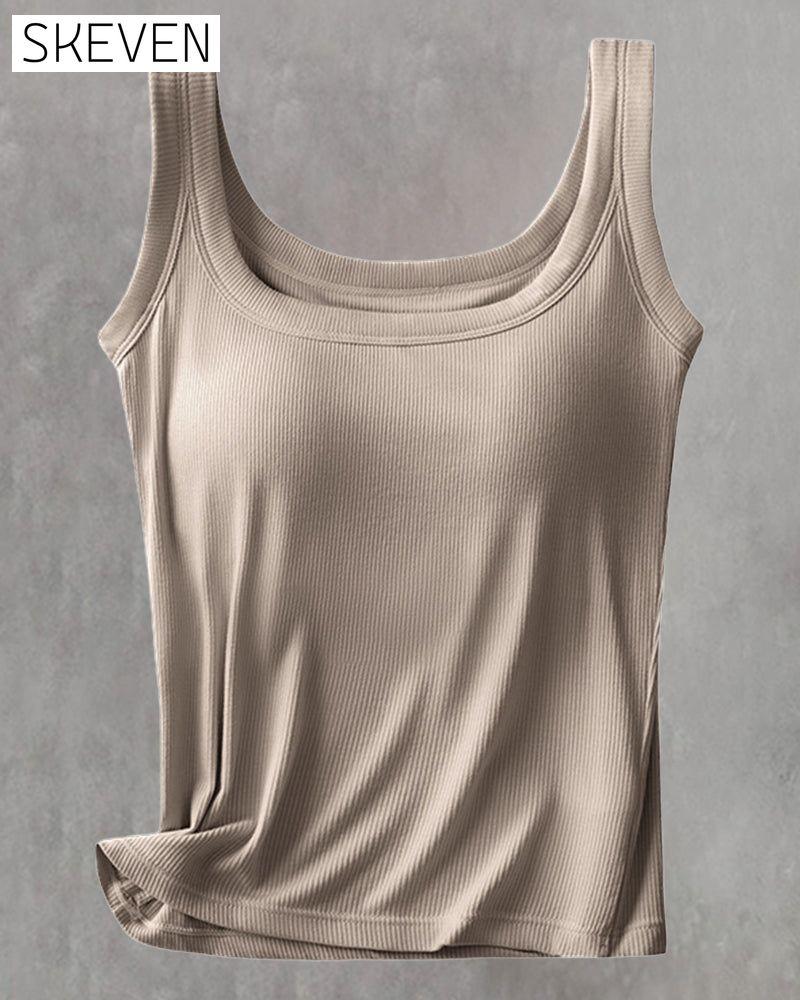 Solid Color Built In Bra Vest