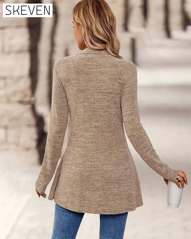 Lässiger, einfarbiger Cardigan mit langen Ärmeln