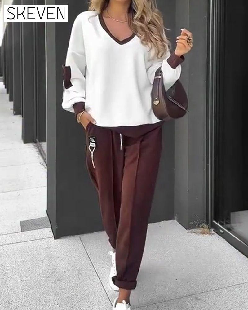Sweatshirt- und Jogginghosen-Set im Color-Block-Stil