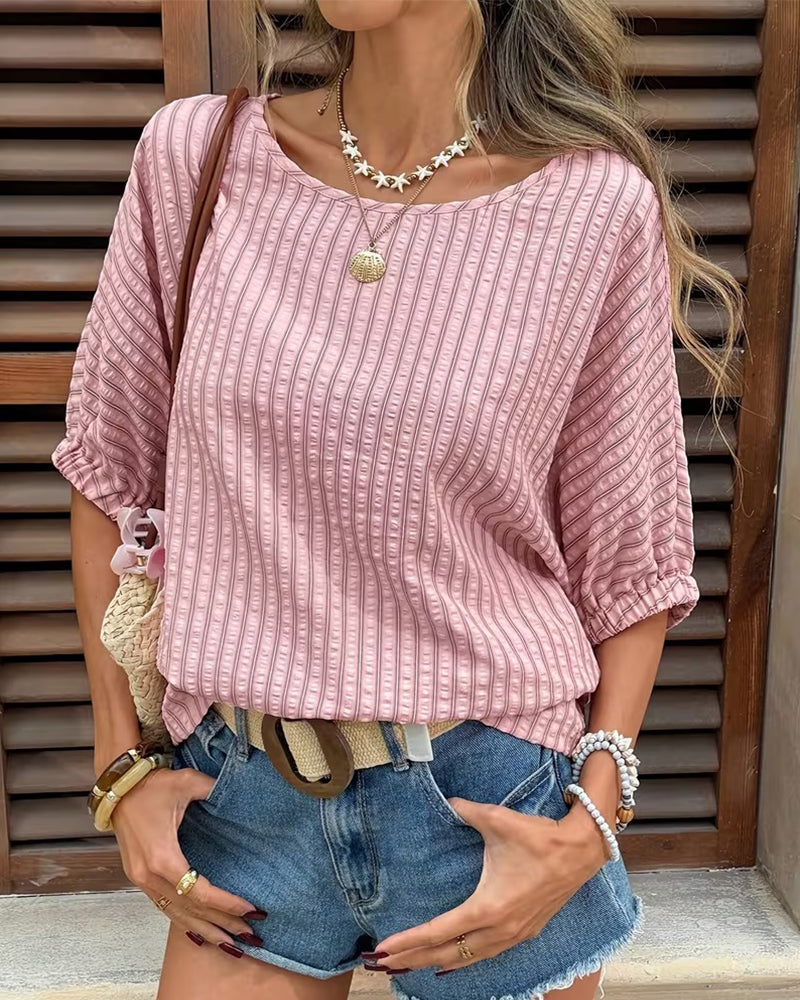 Casual Plus Size Vertical Stripe T-Shirt