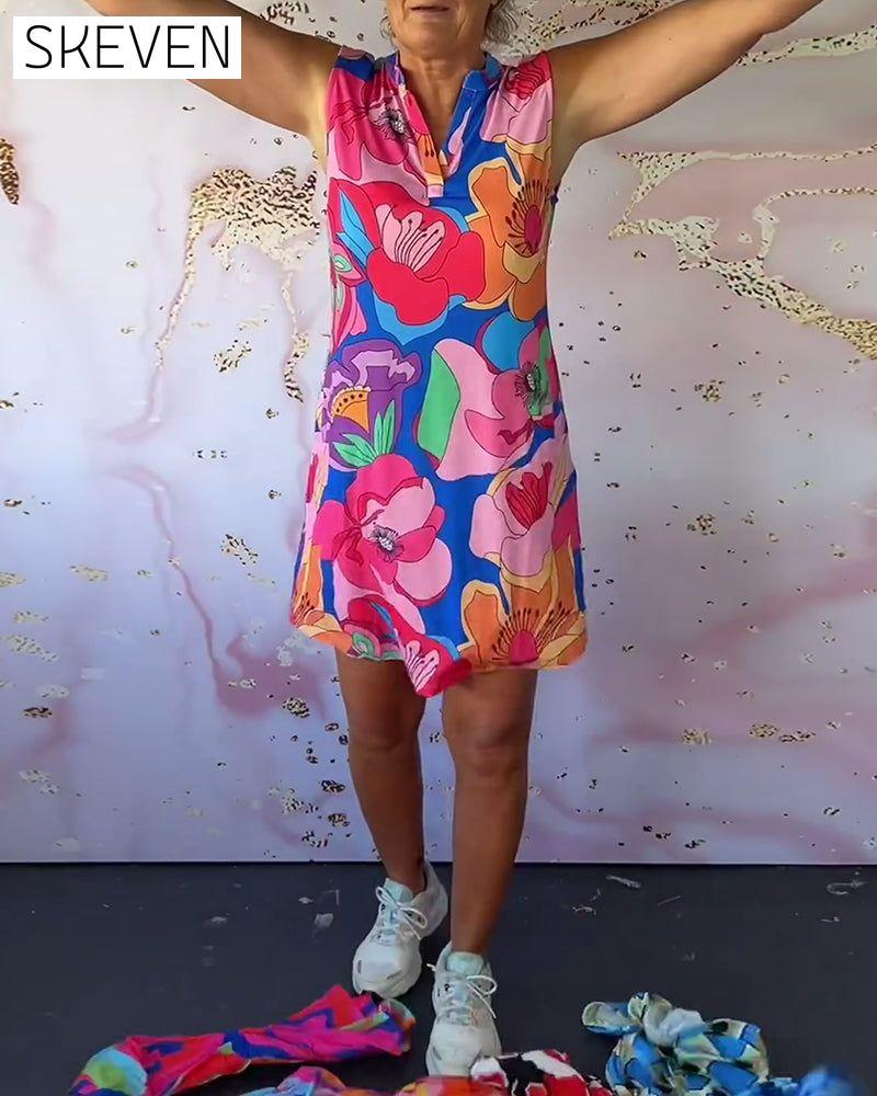 Sleeveless floral print dress