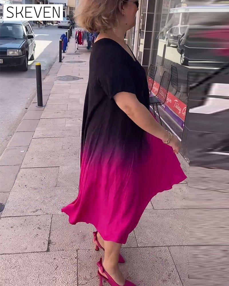 Lässiges Faltenkleid im Ombré-Stil