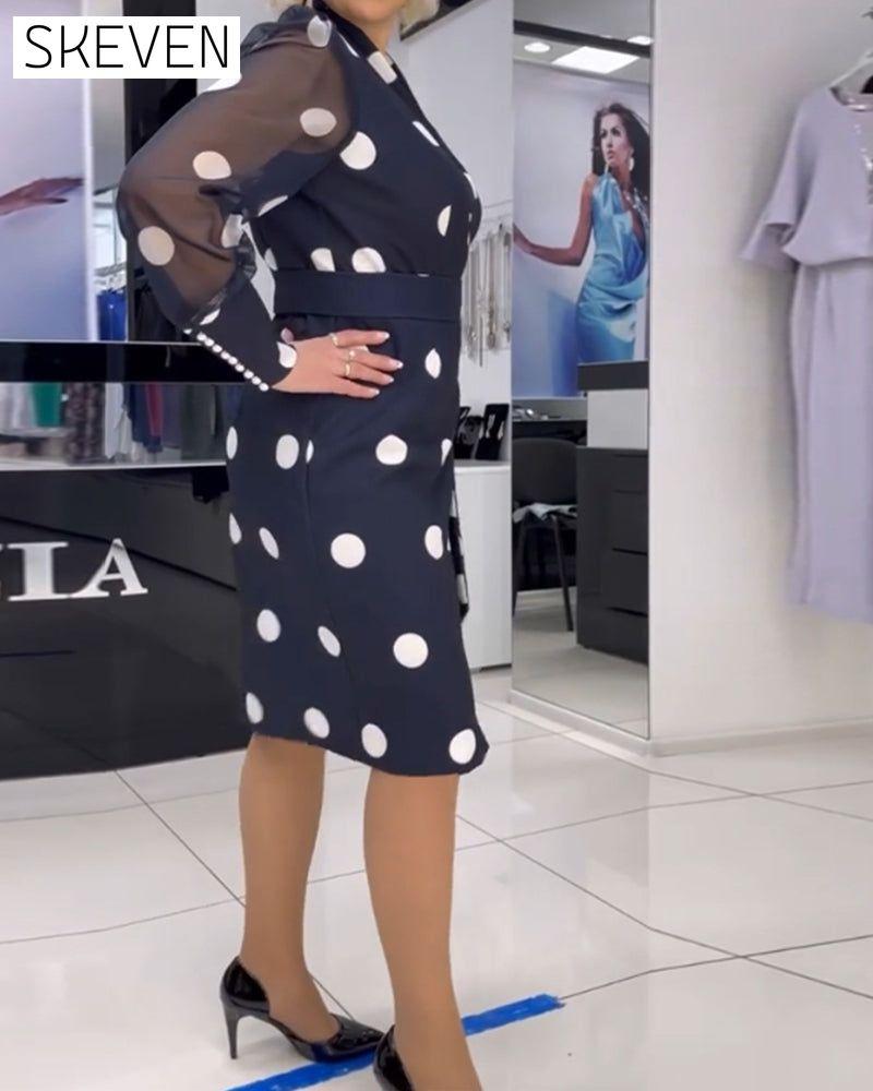 Robe à manches longues transparente à pois