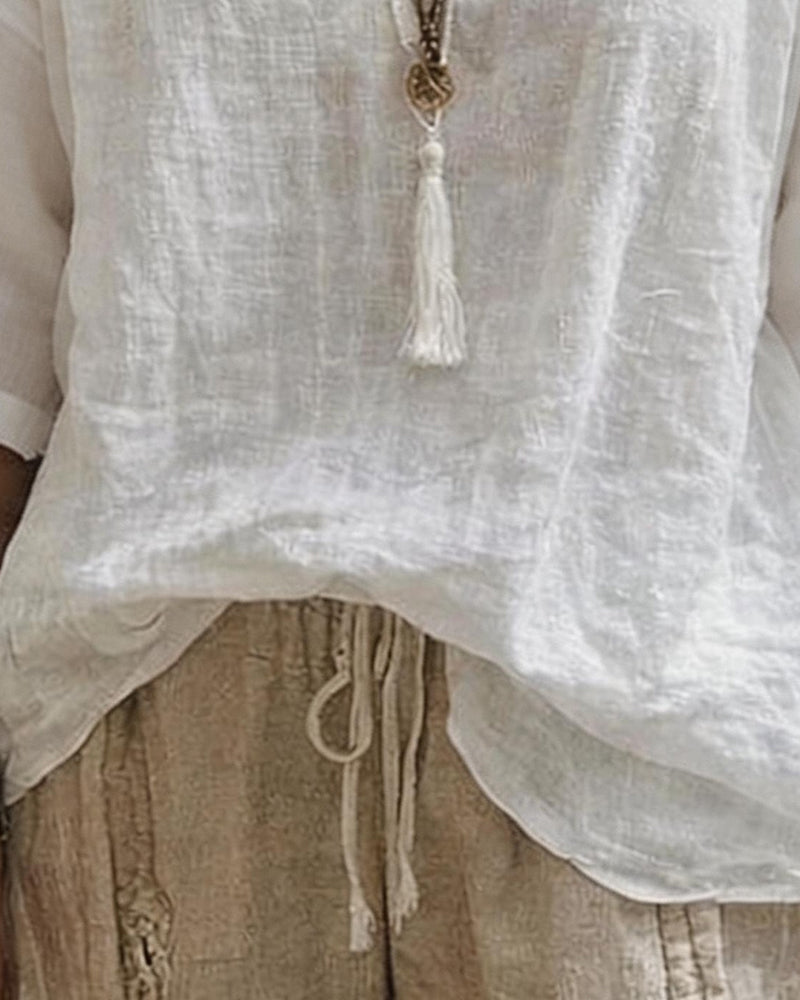 V-Neck Half Sleeve Solid Top