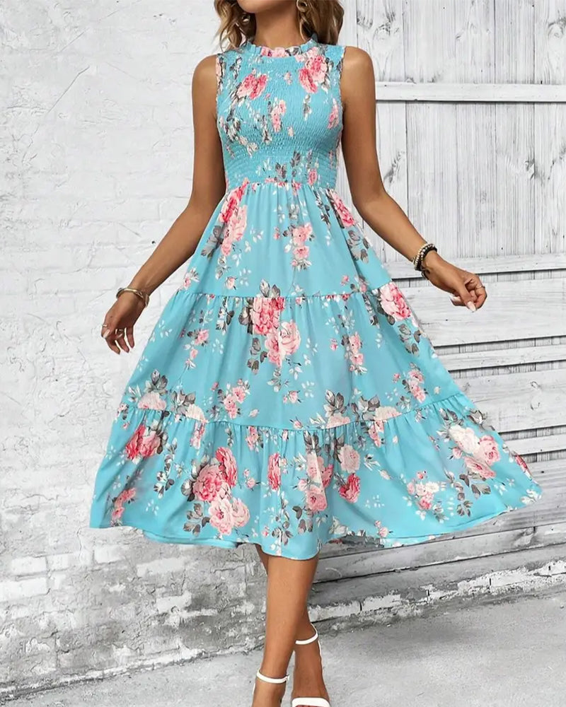 Floral Print Smocked Dress
