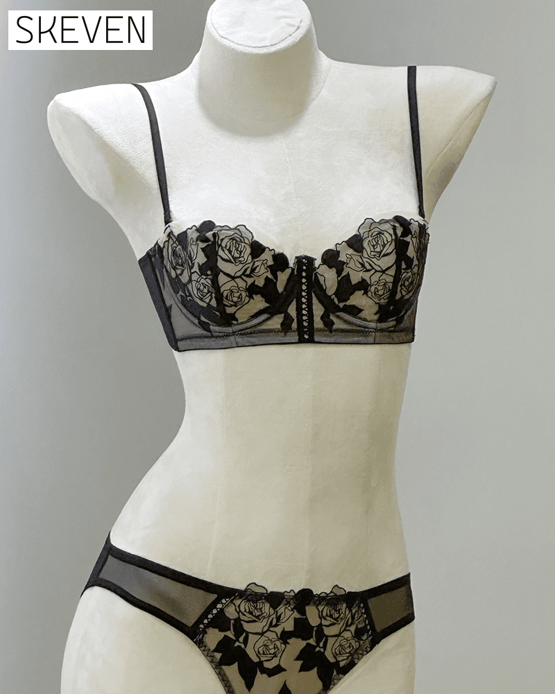 Women Ultra Thin Sexy Rose Embroidery Lace Bra
