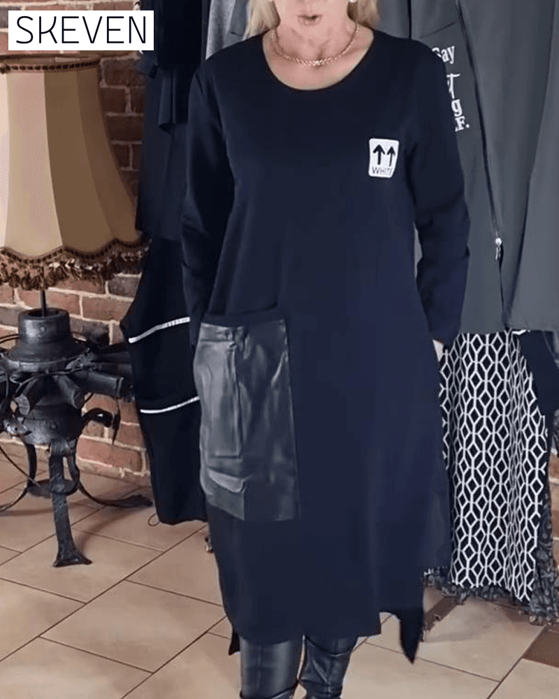 Lockeres Kleid aus PU-Leder in Übergröße