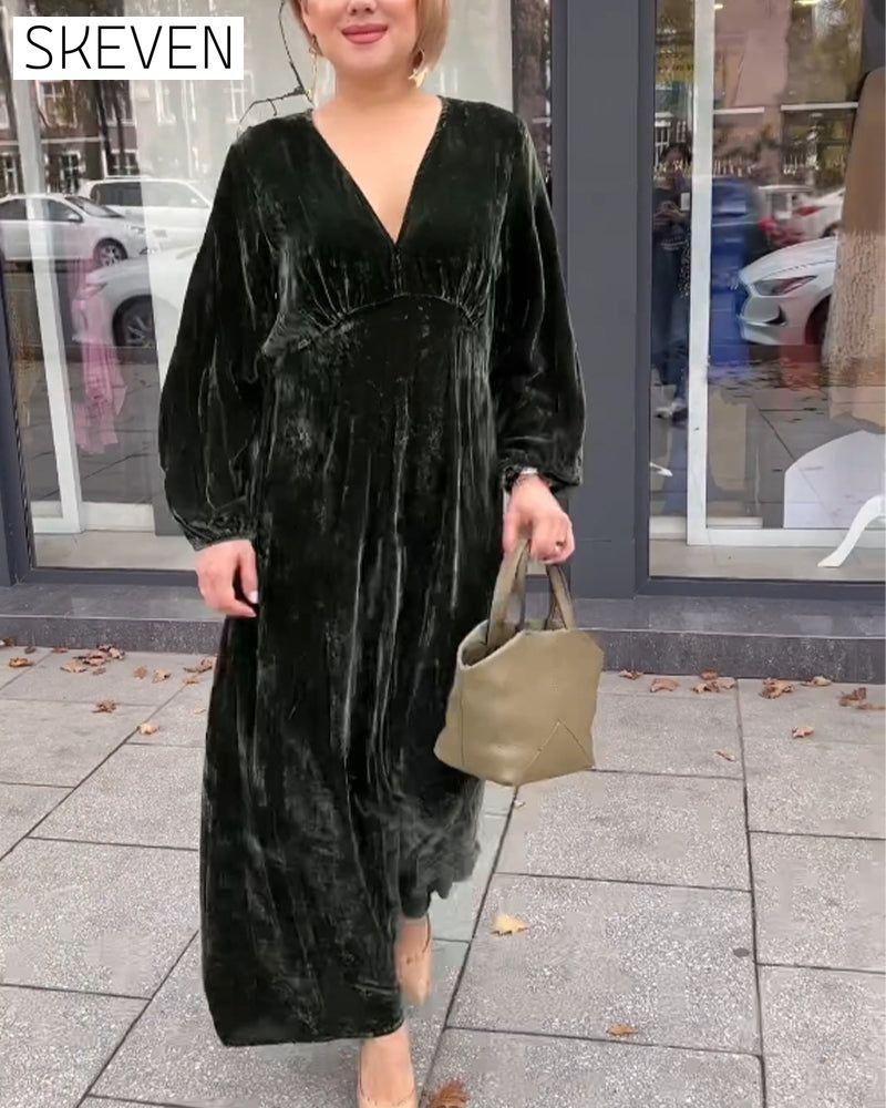 V neck patchwork Long Sleeve dress 2023 f/w 23BF casual dresses Clothes Dresses
