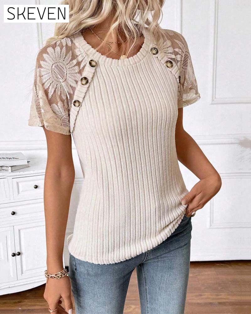 Rundhalsausschnitt, Raglanärmel, einfarbiges T-Shirt