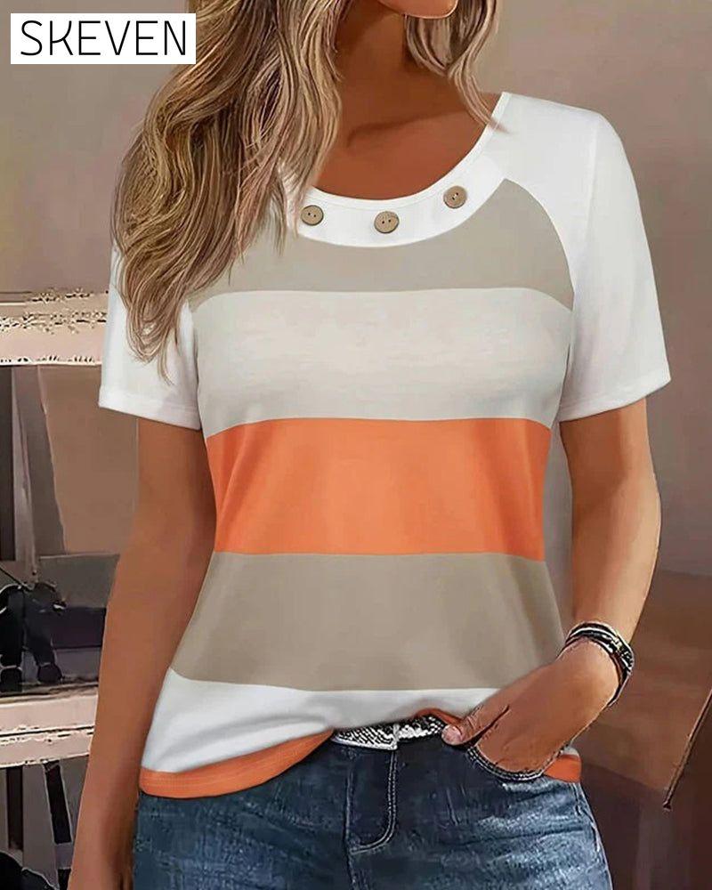 Casual Striped Short-Sleeved T-Shirt
