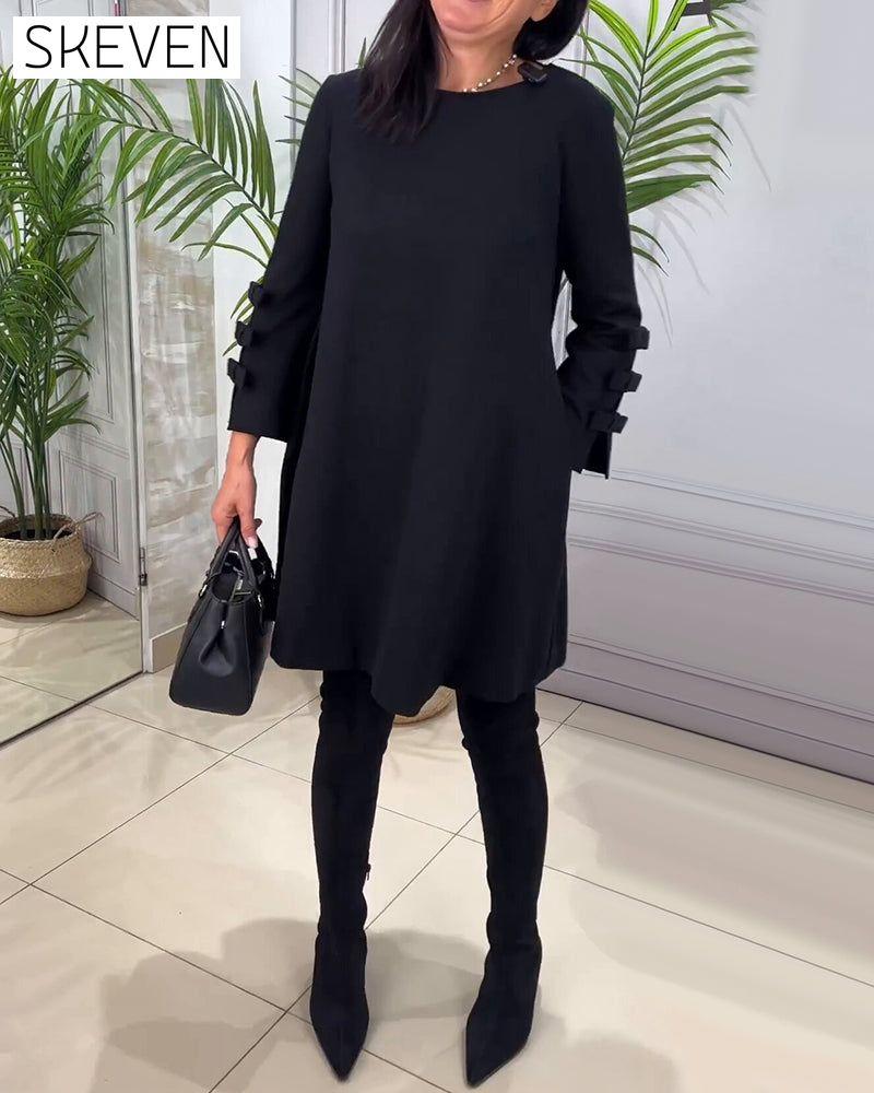 Casual Knee Length Dress with Long Sleeve
