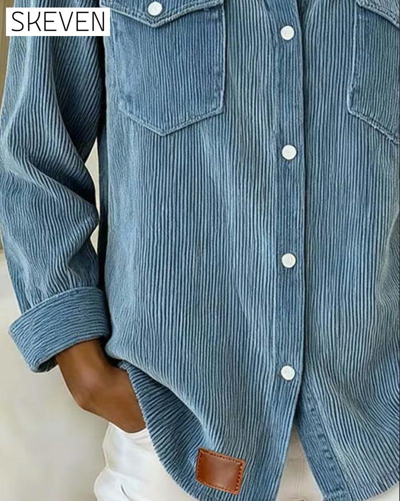 Long-Sleeved Lapel Button-Down Shirt