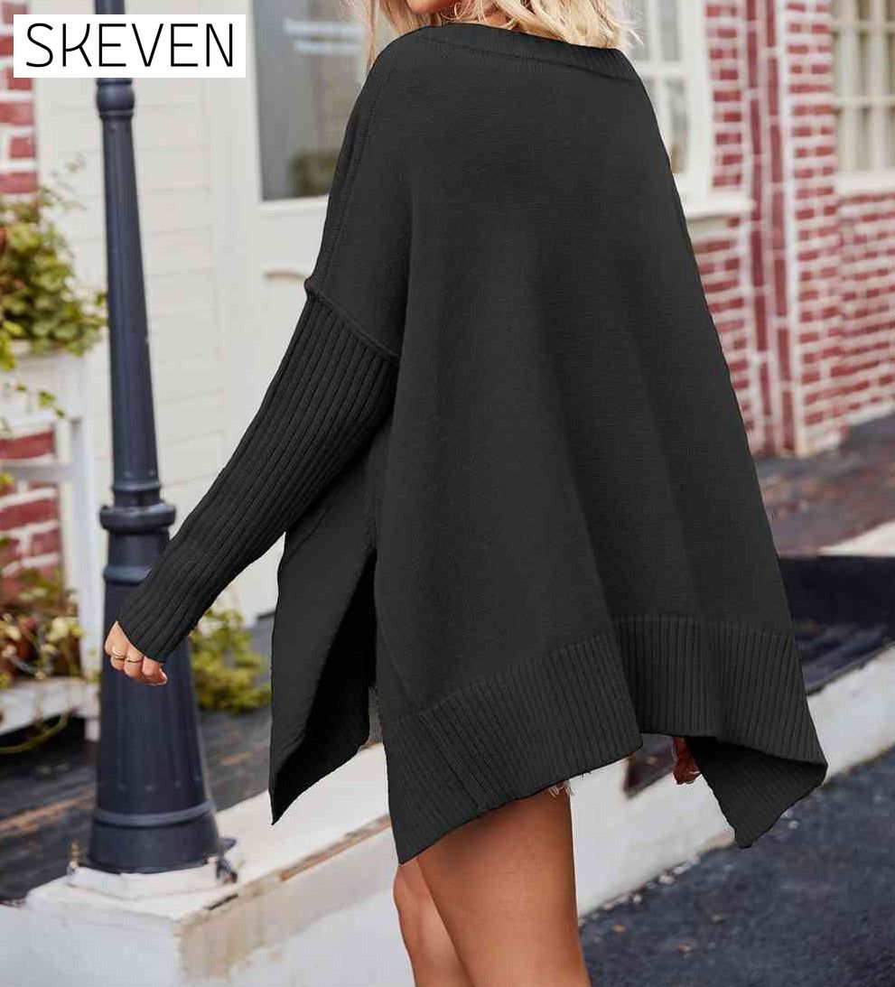 V-Neck Slit Exposed Seam Sweater Cardigan clothes SF Knit Ship From Overseas Sweater Sweaters