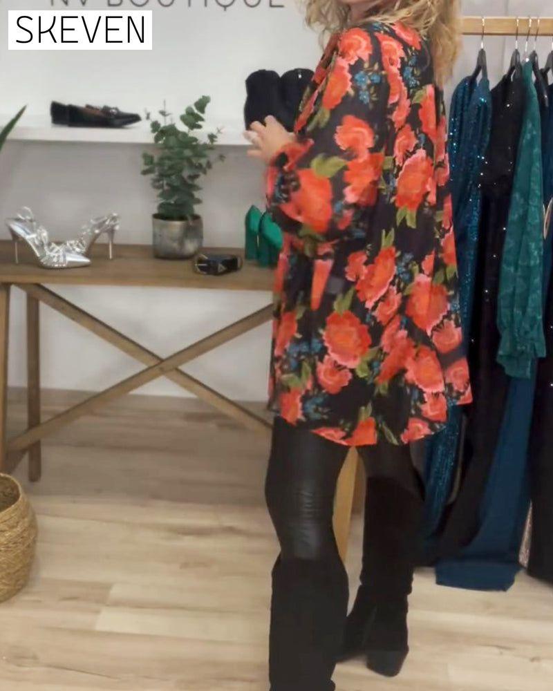 Floral pattern loose blouse