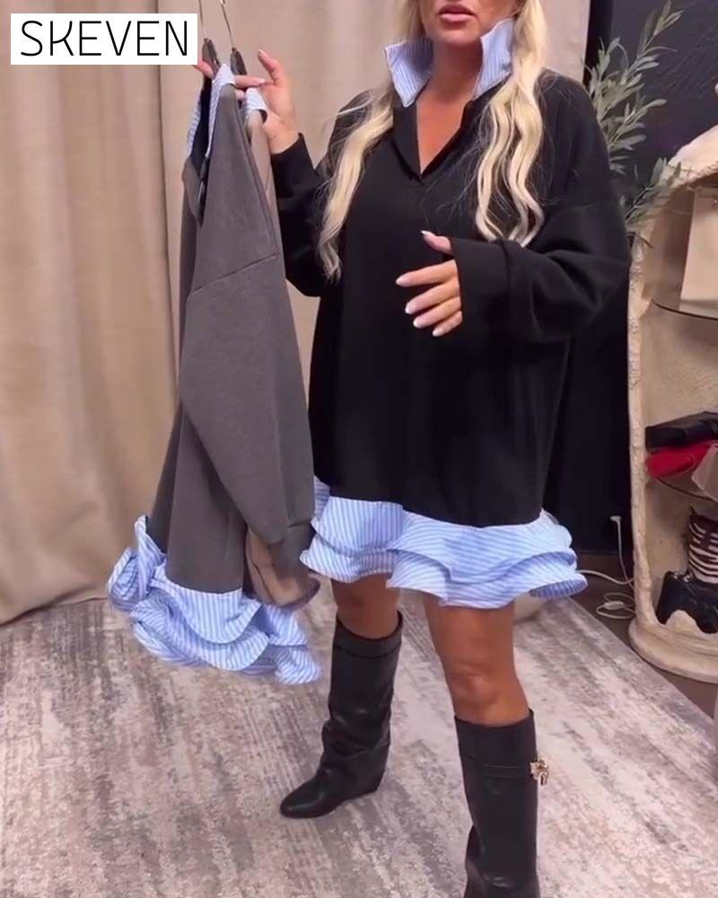 Robe à revers patchwork et volants