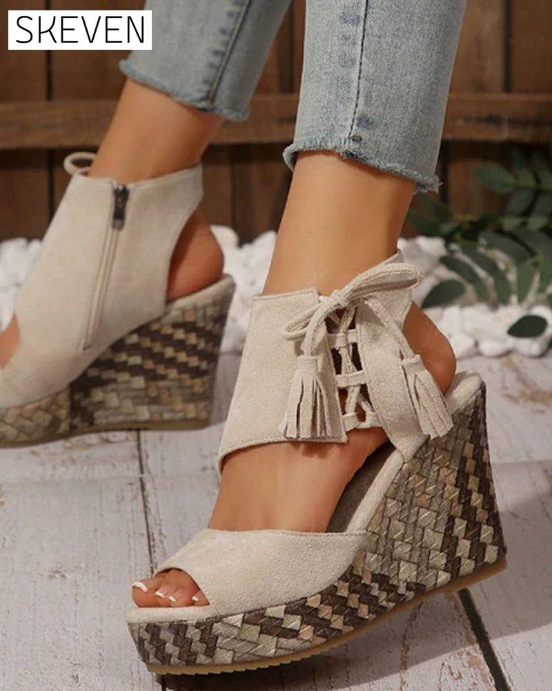 👡Women's Open Toe Platform Wedge Tassel Sandals