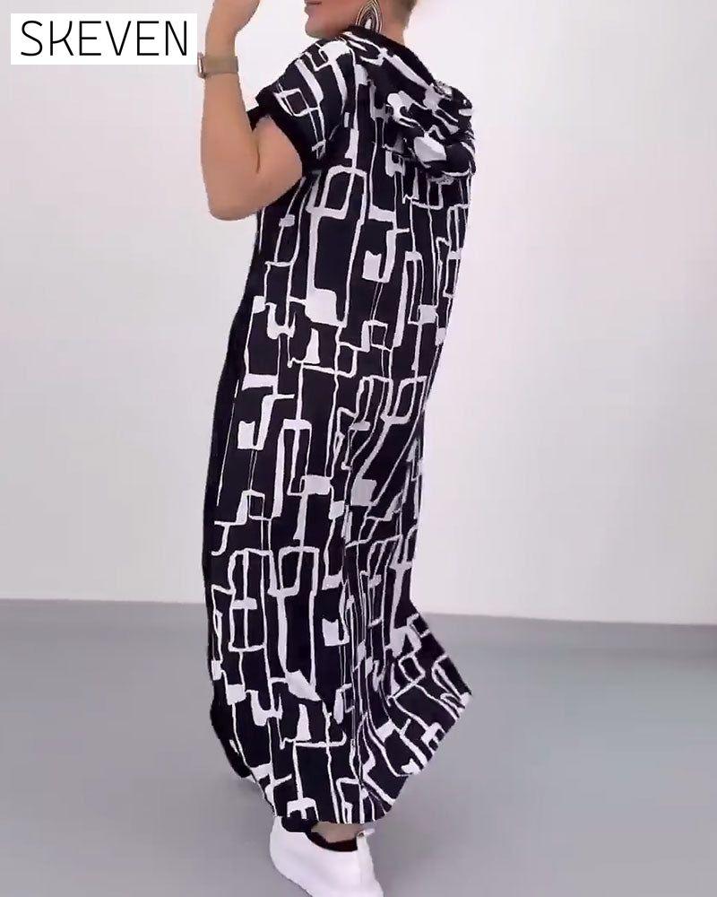 Robe ample contrastée à demi-zip
