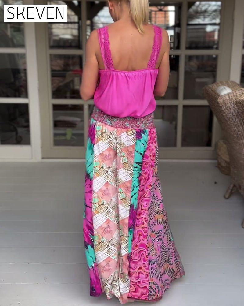 Colorful loose wide-leg pants