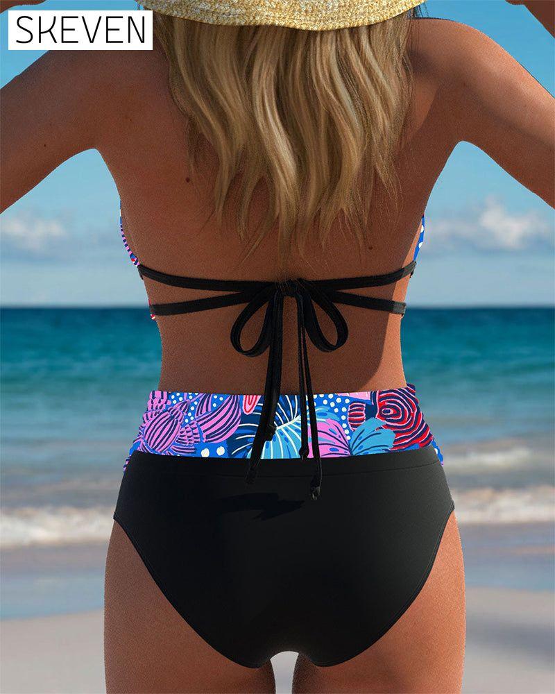 Bikini imprimé sexy à dos nu